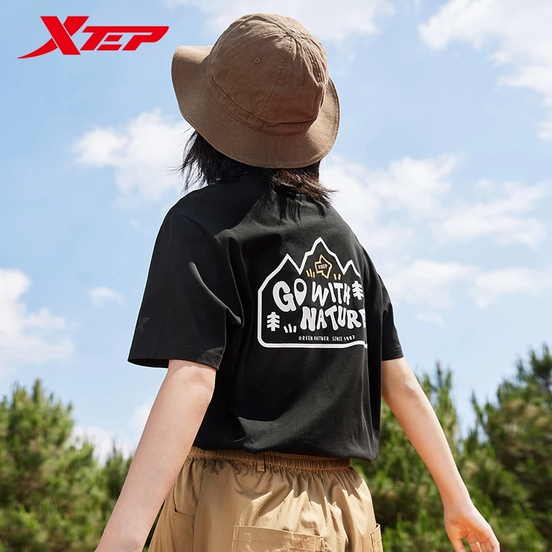 Xtep Short Sleeve Knitted Shirt For Men And Women 2024 Summer Leisure Unisex T-shirt Soft Minimalism Outdoor Tops 876227010130