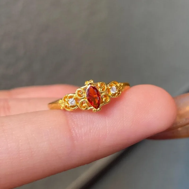 خاتم الكنز الأحمر عين الحصان، مجوهرات الزركون الصغيرة الرائعة، متعددة الاستخدامات، خفيفة فاخرة، مجوهرات عالية الإحساس، مزاج للتنقل اليومي #4