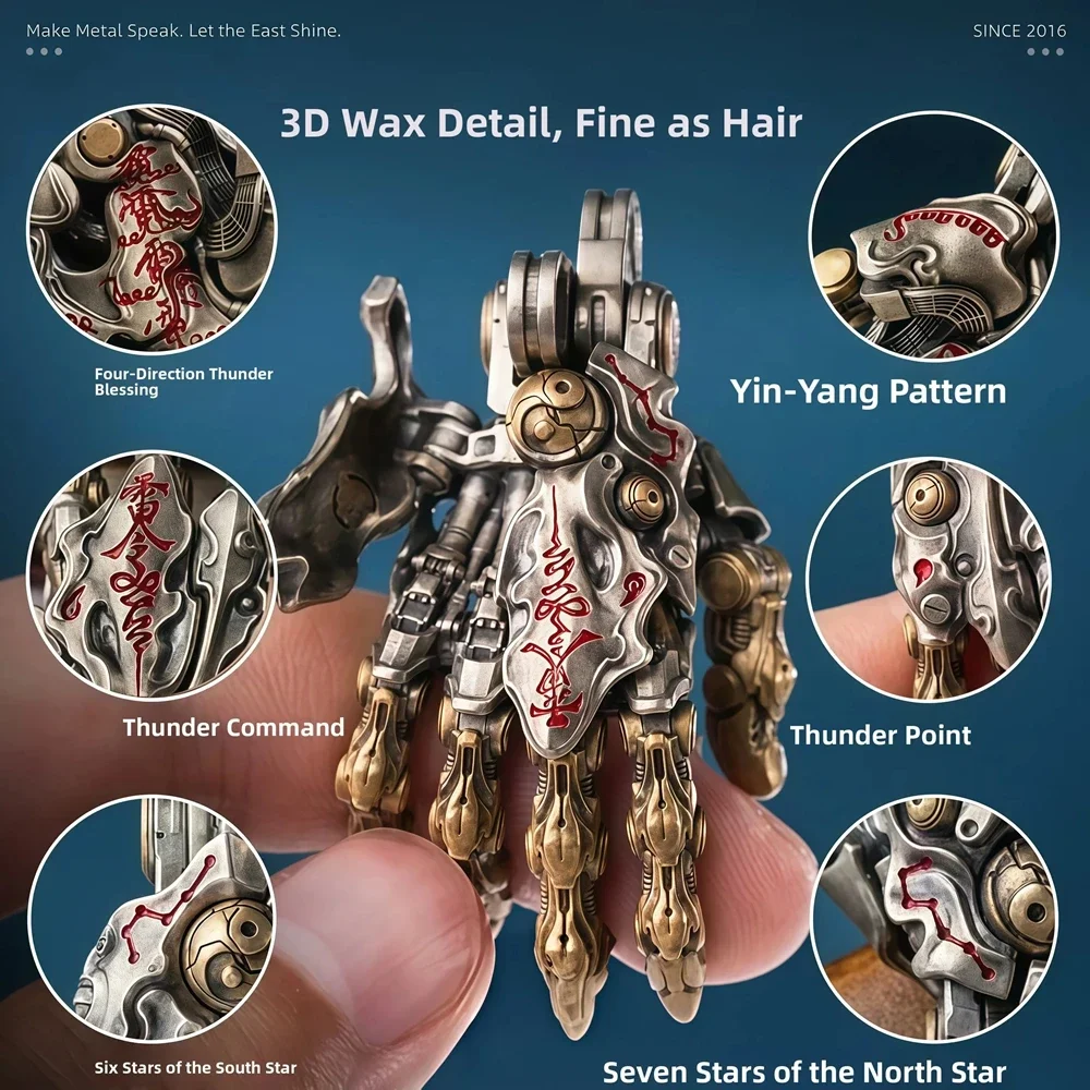 Gothic Retro Mechanical Hand Keychain - Damping Articulated Pendant Multi-use Bag Charm Desktop Office Ornaments Gifts