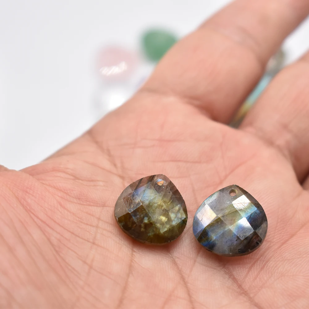 Großhandel 12 Stück/Set Modische Qualitäts-Natursteine in Tropfenform, facettiert geschliffen für Schmuckherstellung, Armband- und Halskettenzubehör – Detail 12