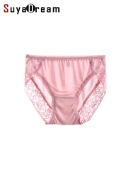 3 pz/lotto mutandine di seta delle donne 100% seta reale e lacci laterali biancheria intima Sexy comode mutande senza cuciture 2019 slip di pizzo nero