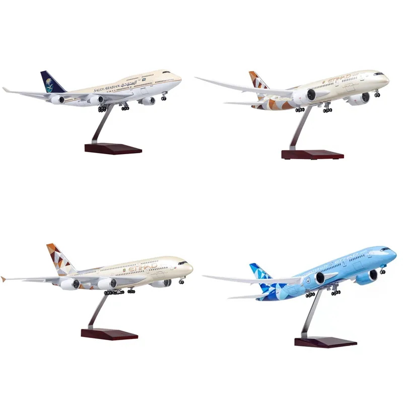 

1/150 Scale Model Boeing Airplane Aircraft Saudi Arabian Airliners B747/Etihad A380/B787 Diecast Resin Collection Display Gifts