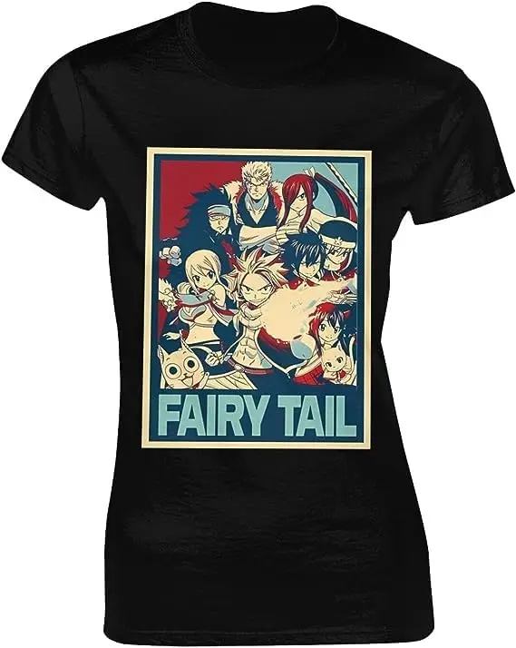 

Fairy Anime Tail Shirt Women's Fashion Short Sleeve Cotton T Shirts Quick Dry Pattern Custom Tee Tops Black