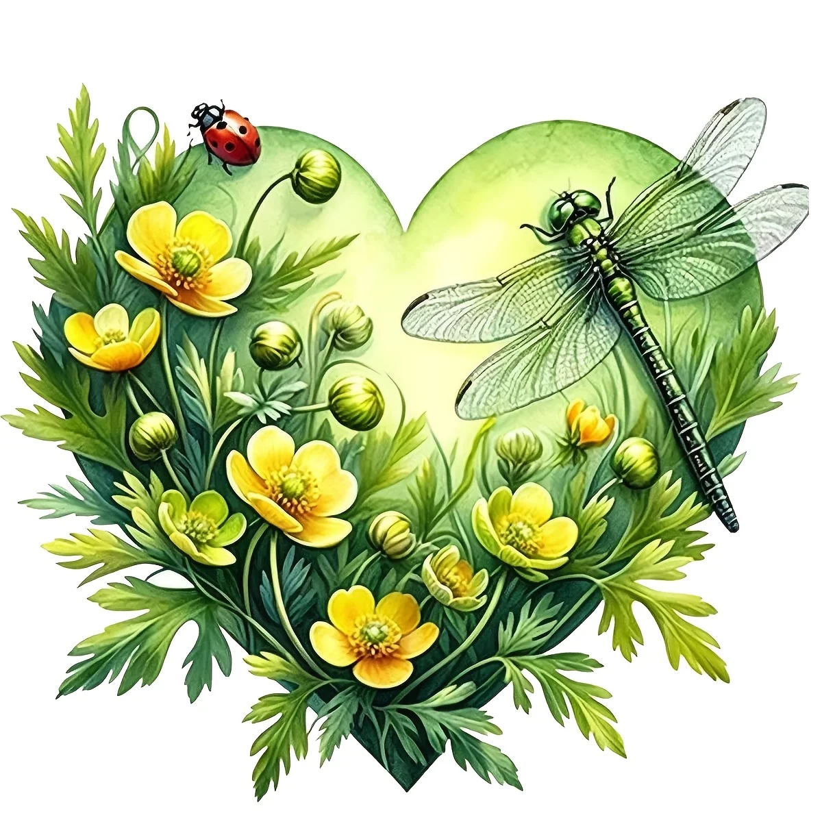 Heart Yellow Dragonfly Ladybug Vinyl Sticker, Decal for Laptop Water Bottle Truck Phone Motorcycle Window Wall Cup