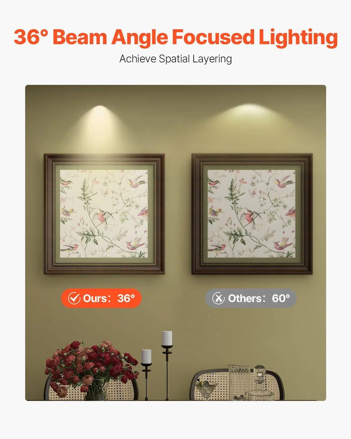 لمبة هالوجين 50 وات MR16 GU10 2800K 450LM 36 درجة شعاع عكس الضوء بالكامل لراحة العين مكونة من 6 قطع #5