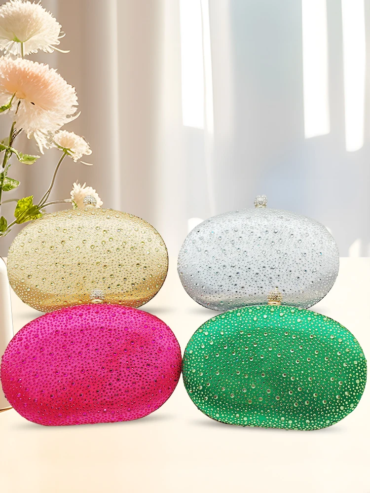 Sparkling Evening Women Clutch Bag Luxurious PU Water Diamond Material With Satin Lining Perfect For Dinner Gatherings Shopping