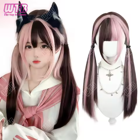 Synthetic wig Lolita cosplay double ponytail long straight hair anime game cosplay hair extensions Halloween Christmas dress up