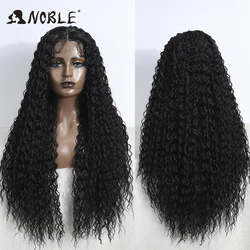Perruque Lace Wig synthétique bouclée 31 pouces-Noble, perruque Lace Wig blonde ombrée pour femmes noires, perruque Lace Cosplay synthétique