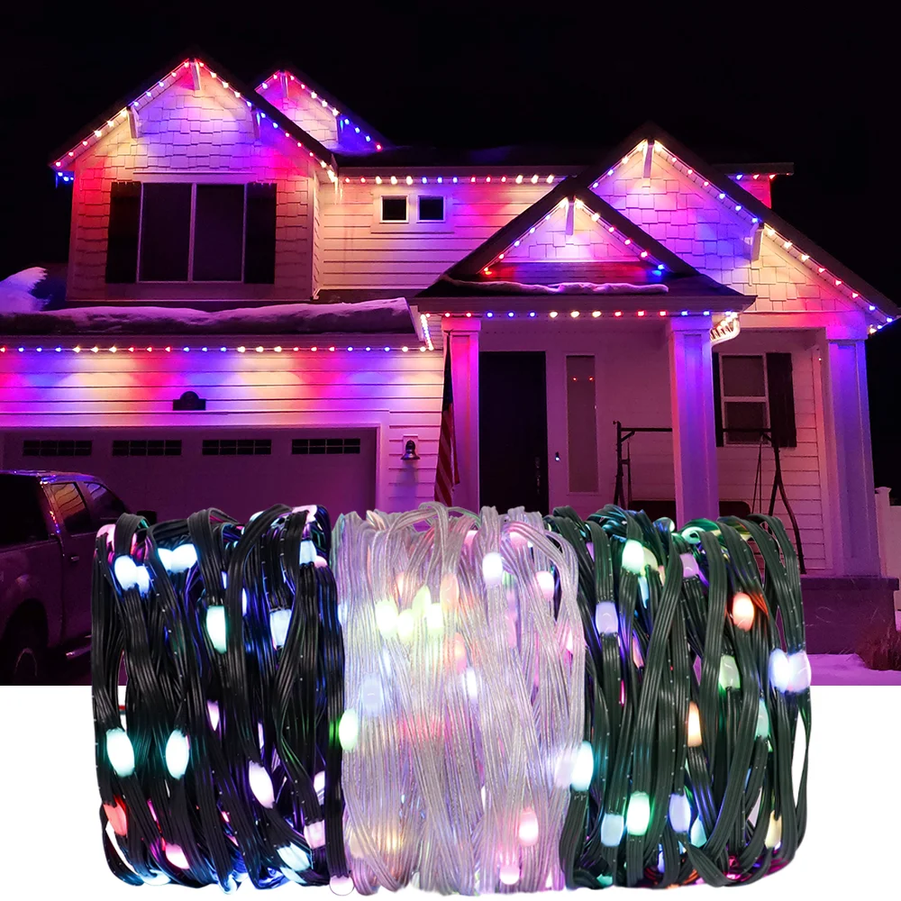 WS2812B Dream Color LED String WS2812 RGBIC Party Christmas Lights Addressable Individually String Outdoor Waterproof 5M-20M 5V