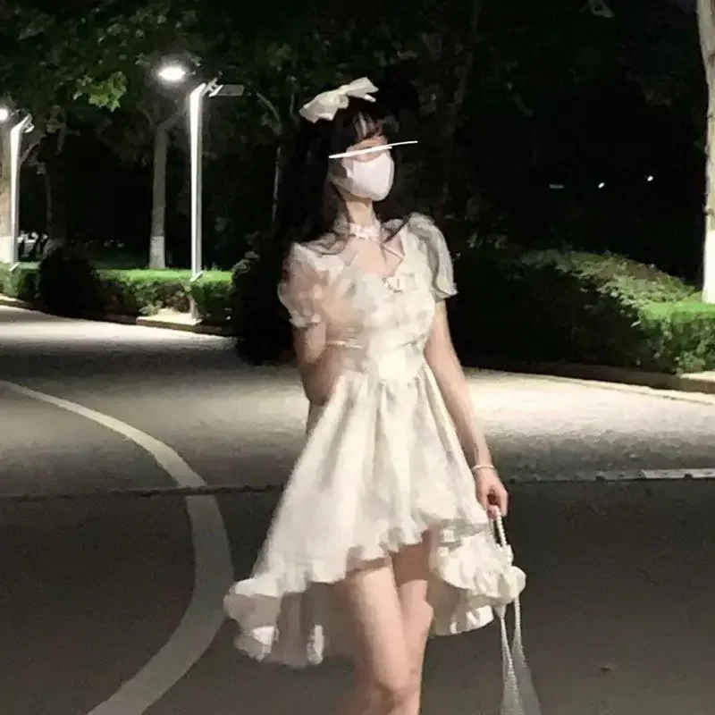 Design of the First Love of the Mori Series Is Square-necked and the Princess Dress with Waist-hugging and Pure Slim Skirt XQ293
