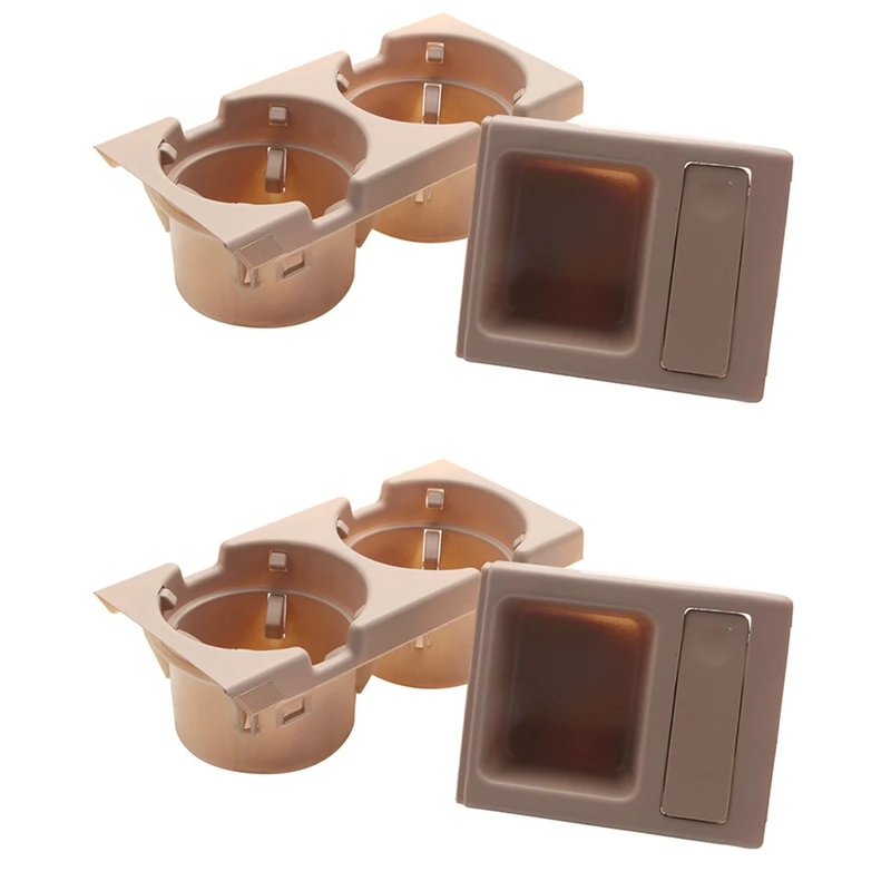 2X Car Center Console Water Cup Holder Beverage Bottle Holder Coin Tray For Bmw 3 Series E46 318I 320I 98-06 Beige