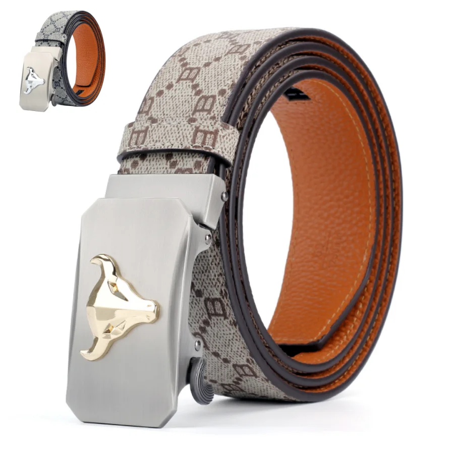 

"Premium" Men'S Genuine Leather Belt With Automatic Buckle - Fashionable Business Casual Style,Adjustable length