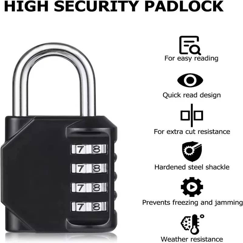 4 Digit Padlock Password Locks Zinc Alloy Weatherproof Lock Outdoor Mechanical Lock For School Gym Locker/FenceHasp Secur