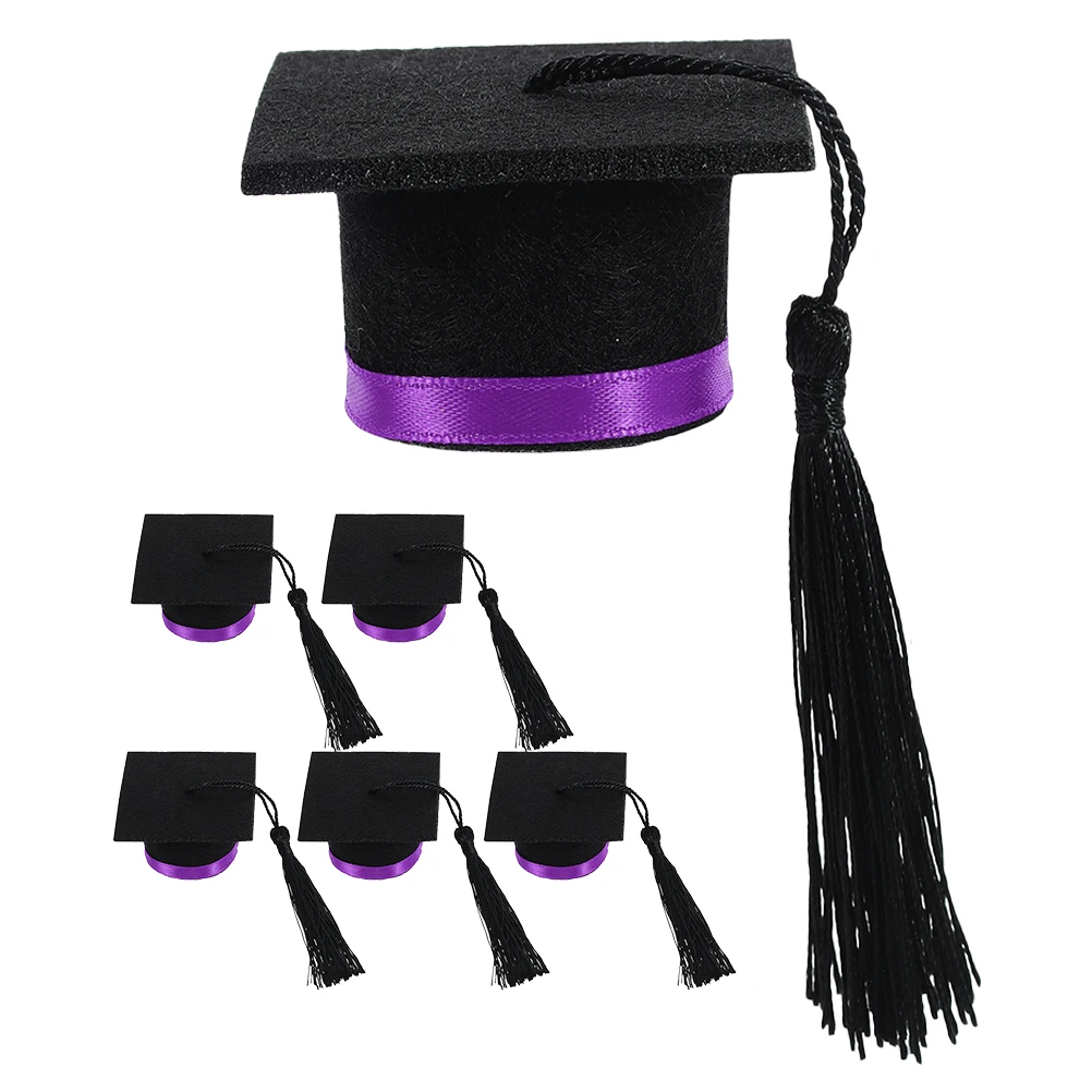 

6Pcs Tiny Bottle Hats Graduation Cap Ornament Wine Stopper Elegant Event Decoration Mini Graduation Cap Mini Hat Bottle Cover