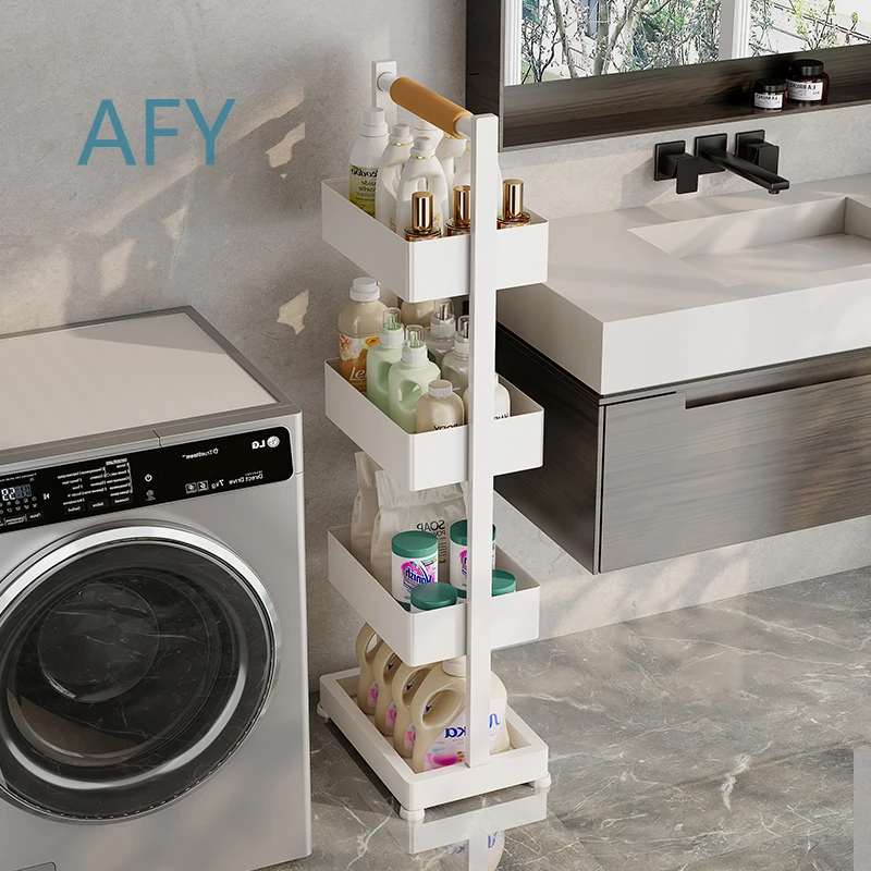 4 Tier Free Standing Bathroom Storage Rack for Narrow Space Corner Shelf for Kitchen Organizer Multifunction Metal Sundries