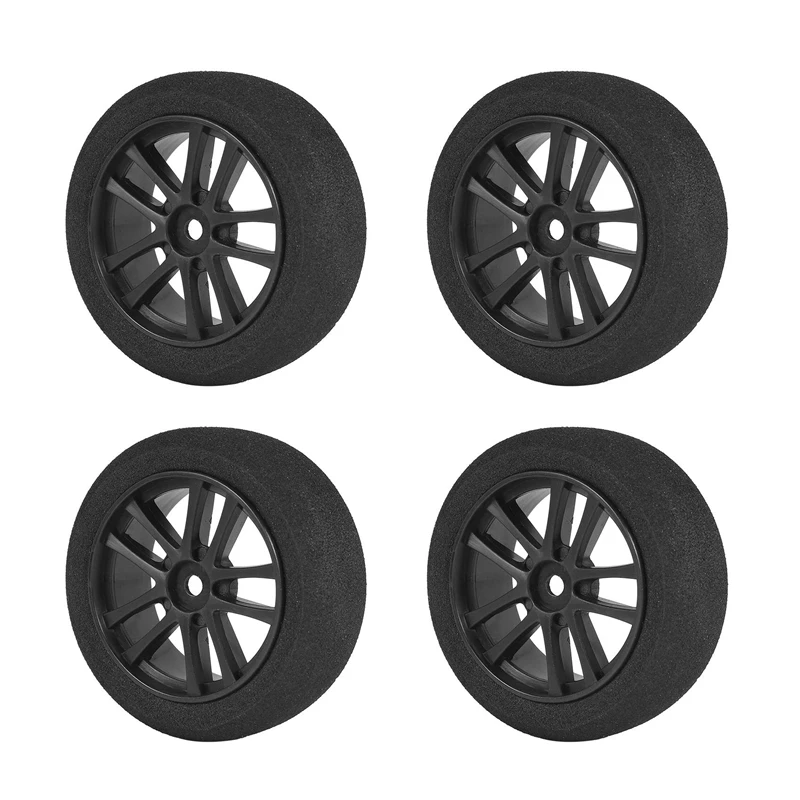 4Pcs 66Mm Foam Tire Sponge Tyre Wheel Rim Set For Wltoys 144001 124016 124017 124018 124019 104001 RC Car Upgrade Parts