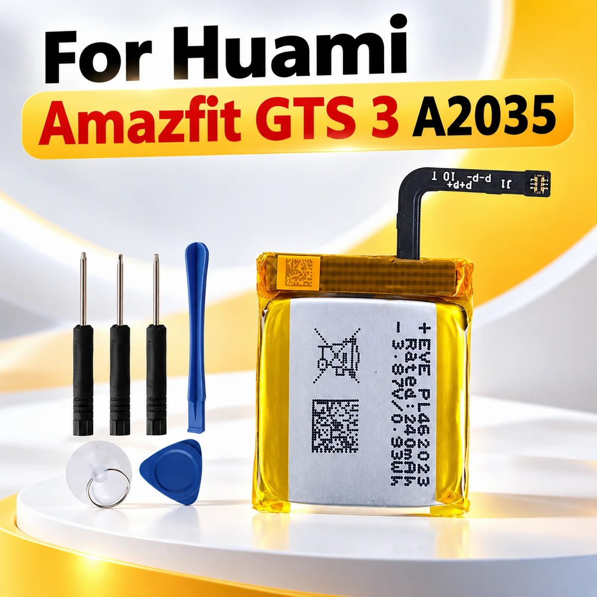 240mAh PL462023 Polymer Li-Ion Battery Cell Replacement for Amazfit GTS 3 A2035 Smart Sports Watch with Included Tool Set