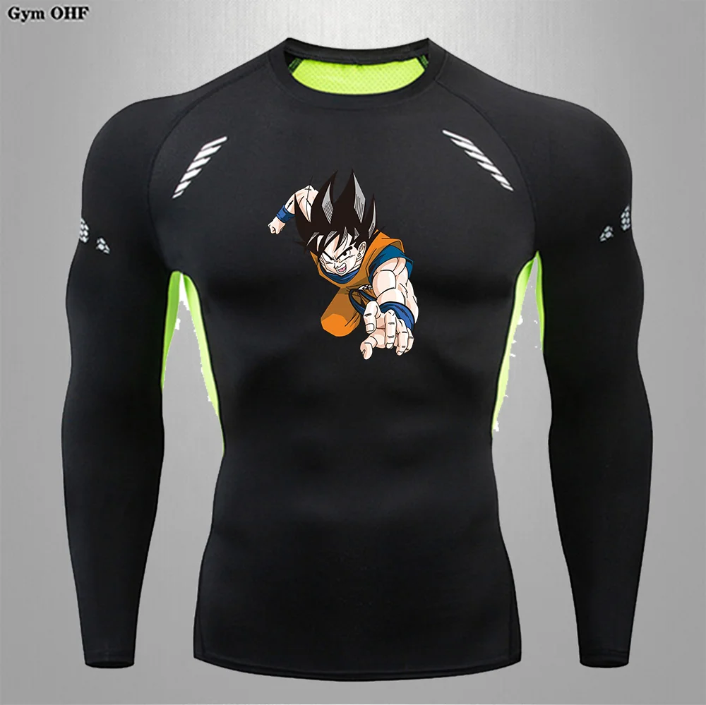 

Dragon Ball Anime Print 2025 Hot Sales Men's Tight Fitting T-shirt Long Sleeved Anti Rash Gym Exercise Basketball Running Tee