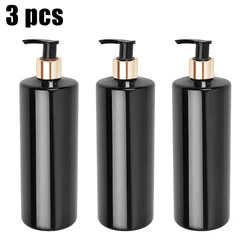 3PCS 500ml Black Non-toxic PET Empty Pump Bottles Bathroom Refillable Shampoo Lotion Bottles With Pump Dispensers Large Capacity