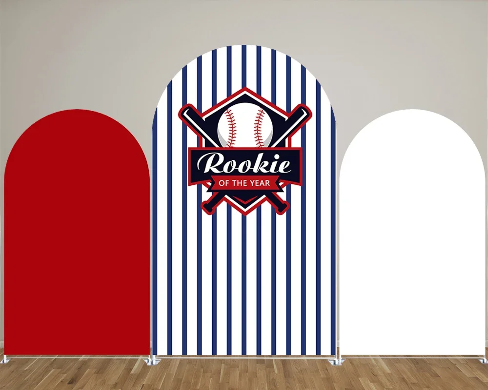 Pokrowce na tło z łukiem baseballowym w paski dla przyjęcia urodzinowe motyw sportowy, rekwizyty do dekoracji fotografii noworodka