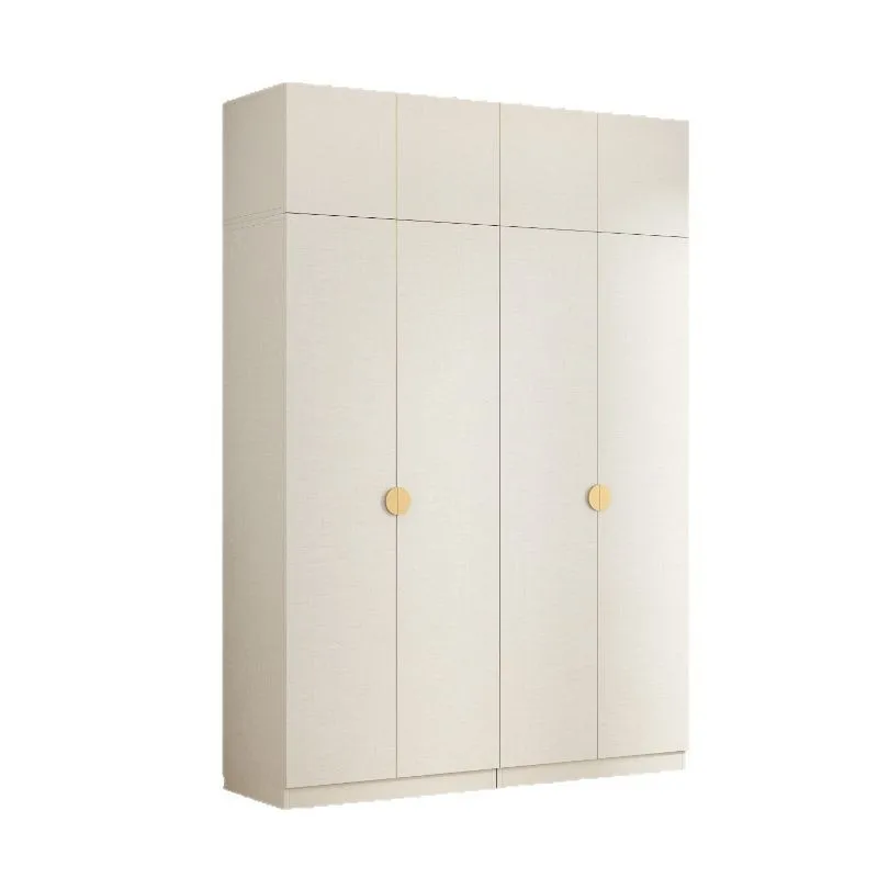 Modern simple solid wood wardrobe cream wind open door master bedroom multi-functional assembly wardrobe double door wardrobe