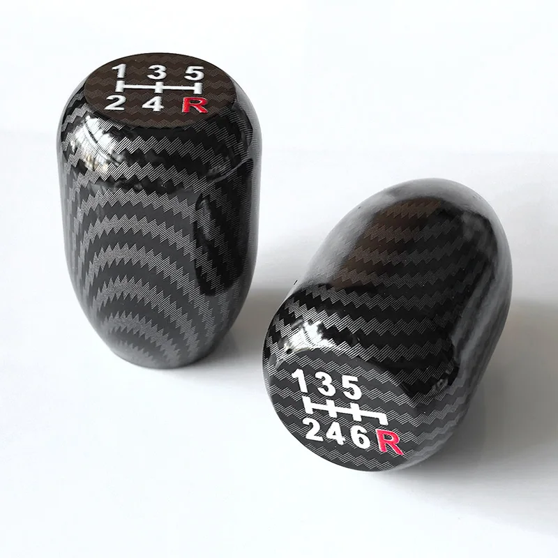 Universal Racing 5/6 Speed Aluminum Car Gear Shifter Knob Black Carbon Manual Transmission Gear Shift Knob Shift Lever Automatic