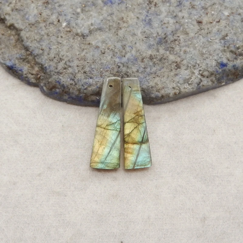 

Натуральный камень лабрадорит, просверленные передние серьги, бусины 23x7x3 мм, 2 г, полудрагоценные украшения, аксессуары для рукоделия