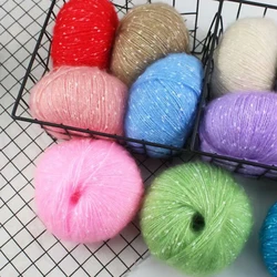 50g/roll Snow Point Mohair Cashmere Knitting Yarn Sequin Wool Yarn Wool Line Baby Scarf Hat Doll Soft Line Crochet Yarn