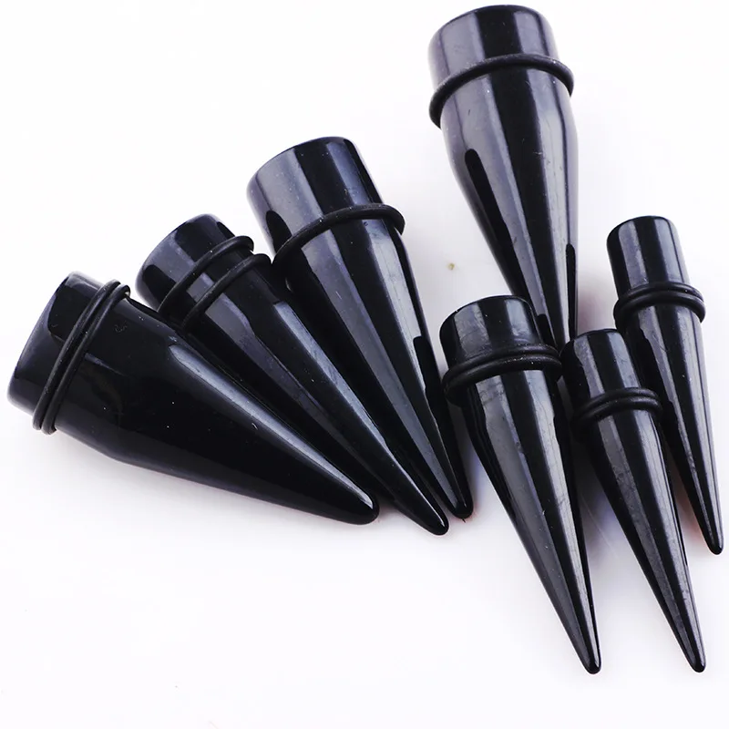 1pair Trendy Black Pointed Cone Earlobes, Non-mainstream Black Acrylic Ear Amplifiers