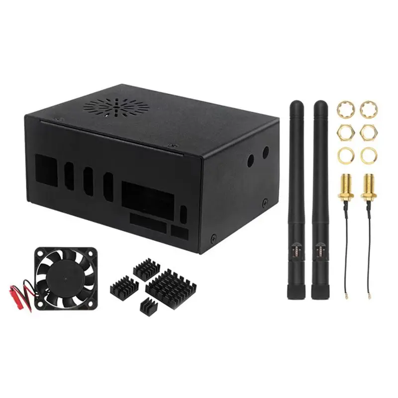 A64I For 5 Plus Metal Case with Cooling Fan Heat Sink 2 Antenna WiFi6 BT for 5 Plus 4 / 8 /16 GB