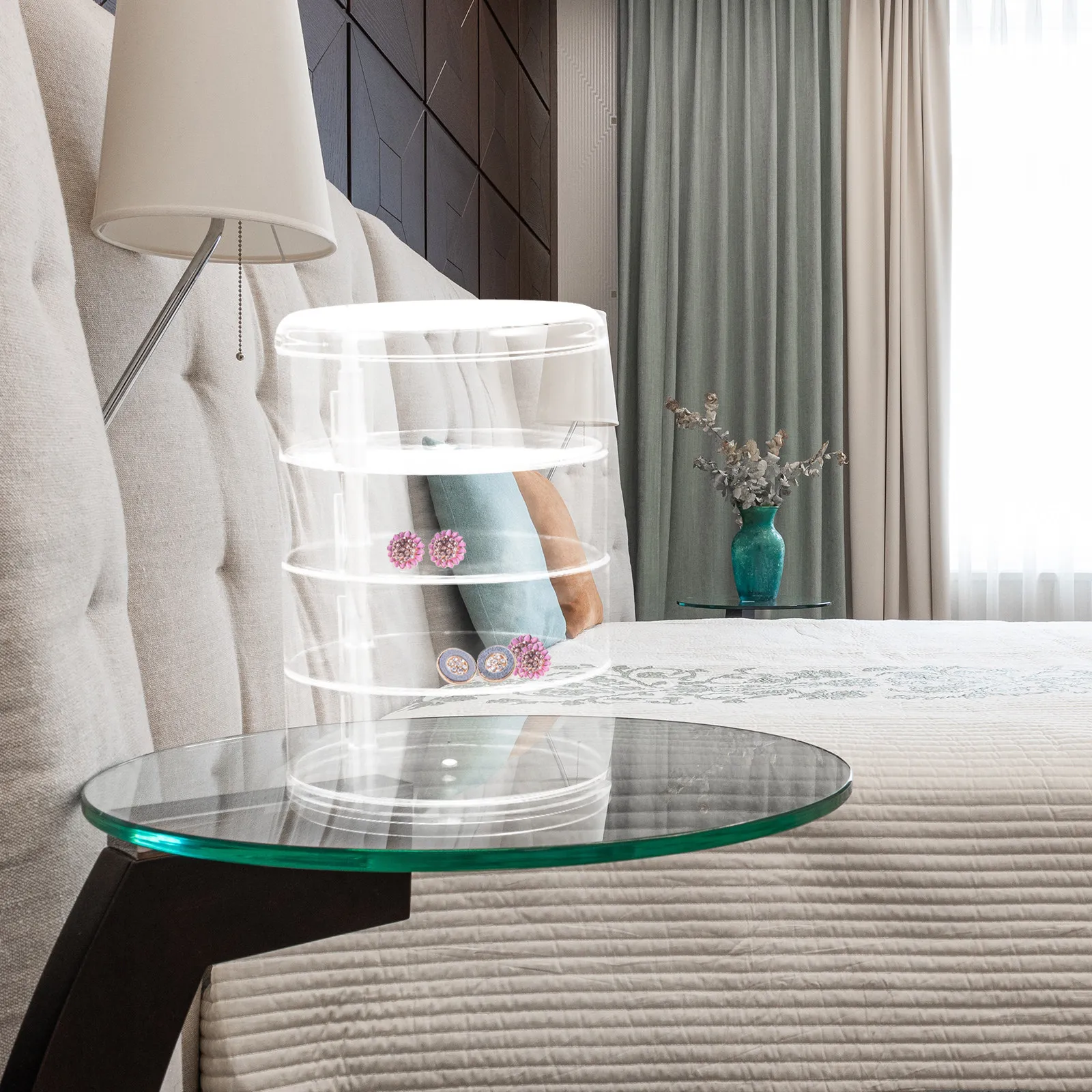 

Rotating Multi-Layer Transparent Jewelry Box Large Capacity Organizer for Earrings Rings Necklaces Desktop Storage Holder