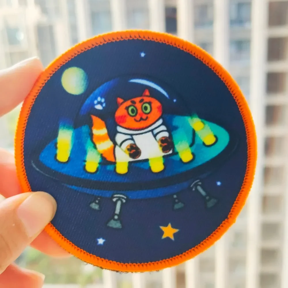 Space Astronaut Cat Printing Patch Explore Space Tactics Morale Badge Outdoor Backpack Children Clothing Decorative DIY Patches