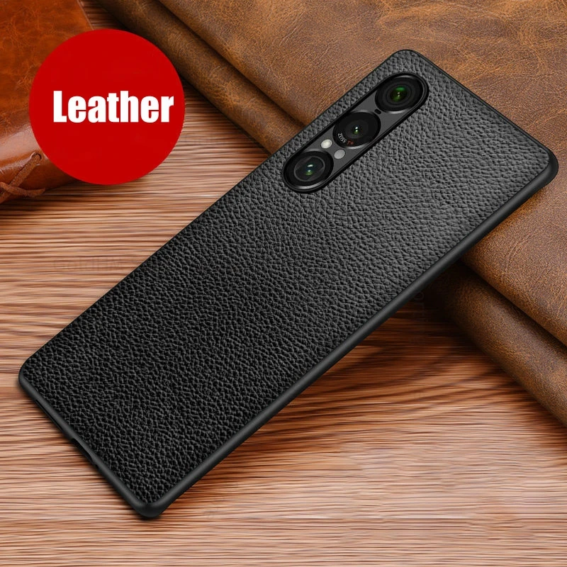 غطاء هاتف حافظة جلدية ليتشي مقاومة للصدمات لهاتف سوني اكسبيريا 1 السابع غطاء حماية رفيع للغاية لهاتف اكسبيريا 1 VI 1iii 1vii كابا