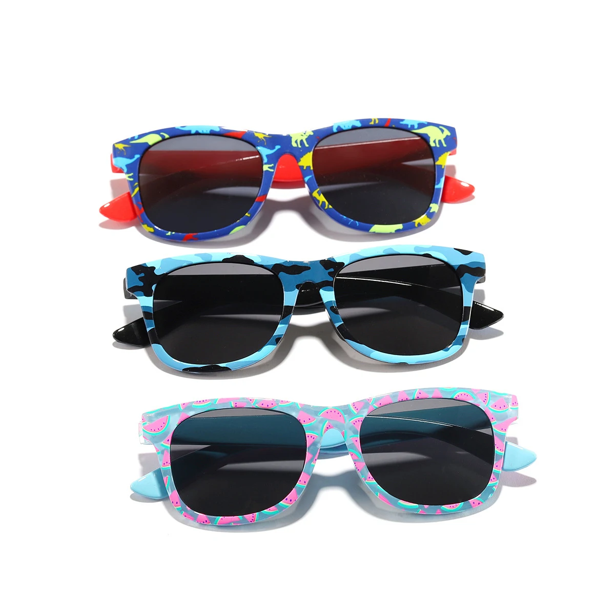 2025 New Cartoon Colorful Printed Box Children's Outdoor Sunshade Sunglasses Cartoon Cute Baby Trendy Sunglasses