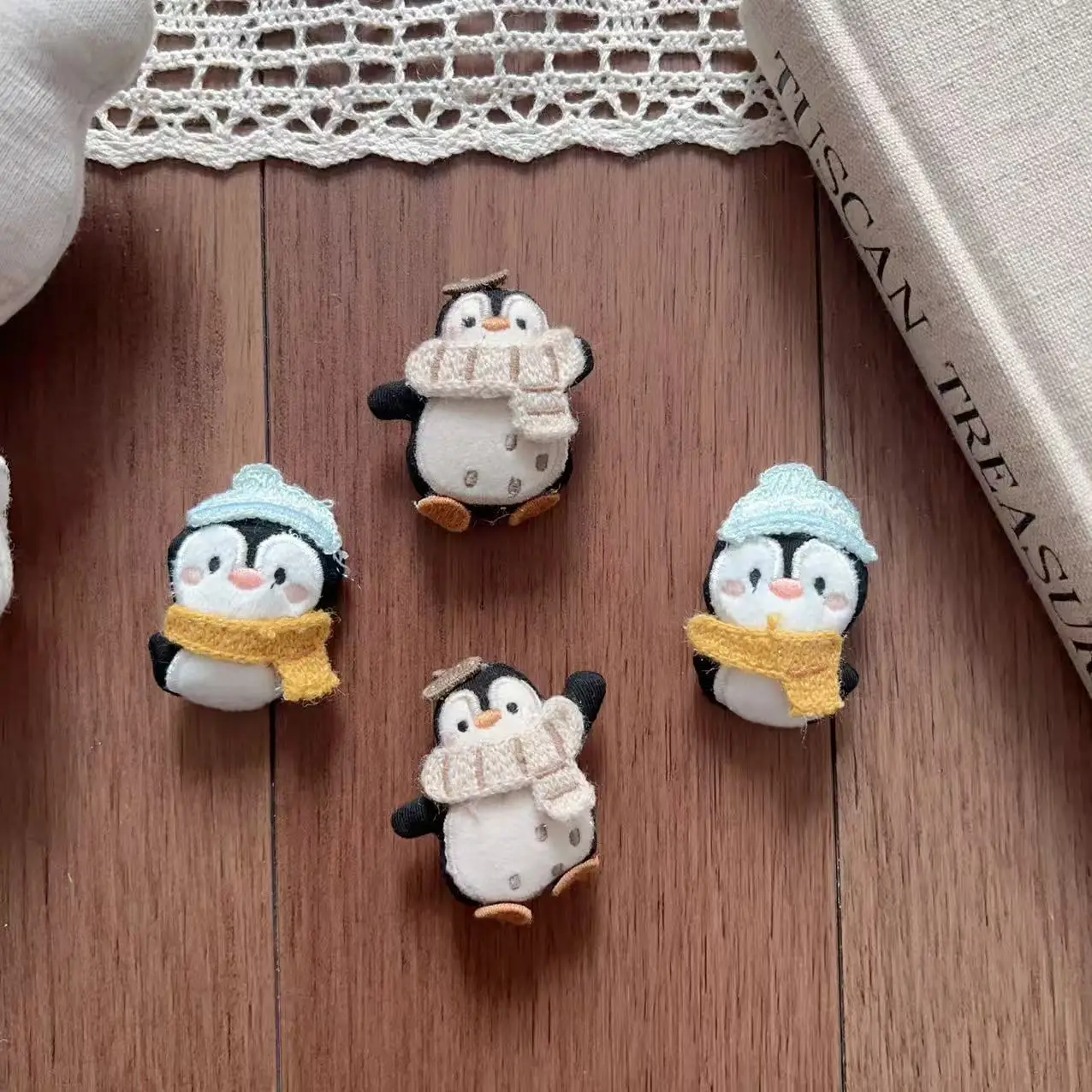 Cute Stuffed Fabric Little Penguin Pin Brooch Bag Charm for Shoes Hat Scarf Semi Finished DIY Clothing Embellishment Set Premium