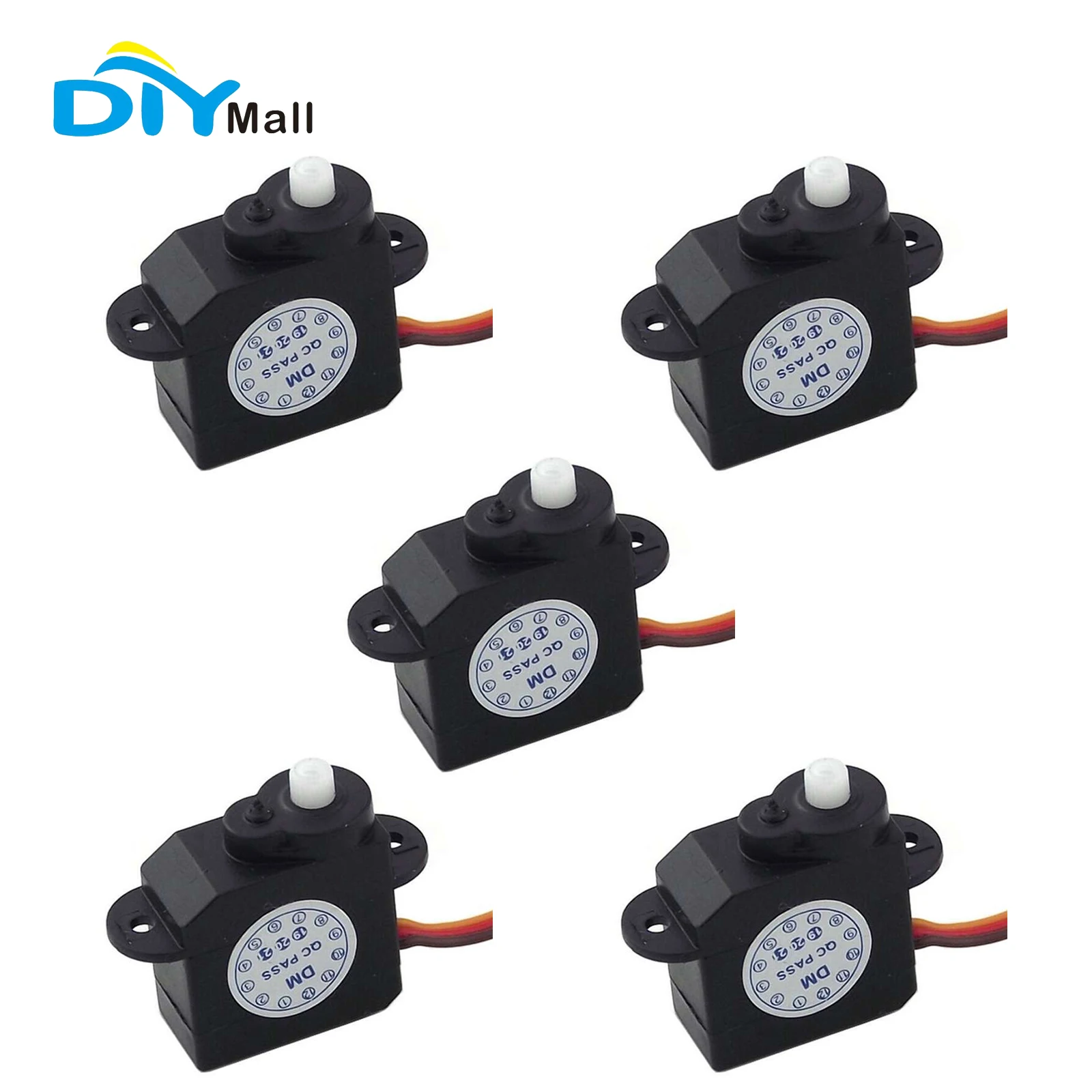 DM-S0020 2.1g Plastic Gear Servo 360° Rotation High Precision for RC Car/Drone (5-Pack)