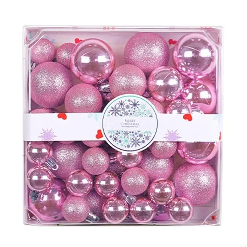 3/4/5cm Mixed Size Ornaments 44pcs/box Shatterproof Plastic Balls Set for Tree X3UC