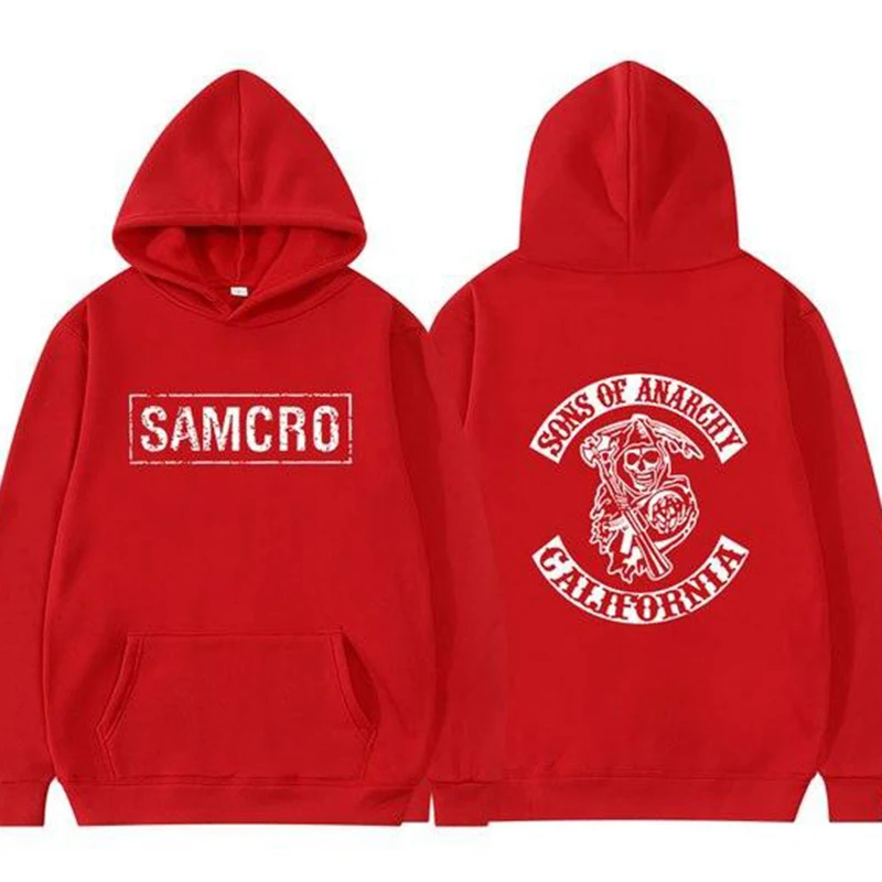 800G High Quality Screen Printed S-Sons of Anarchys Samcro Fleece Sweatshirt Hoodie Pullover  Sweatshirt  Men Clothing