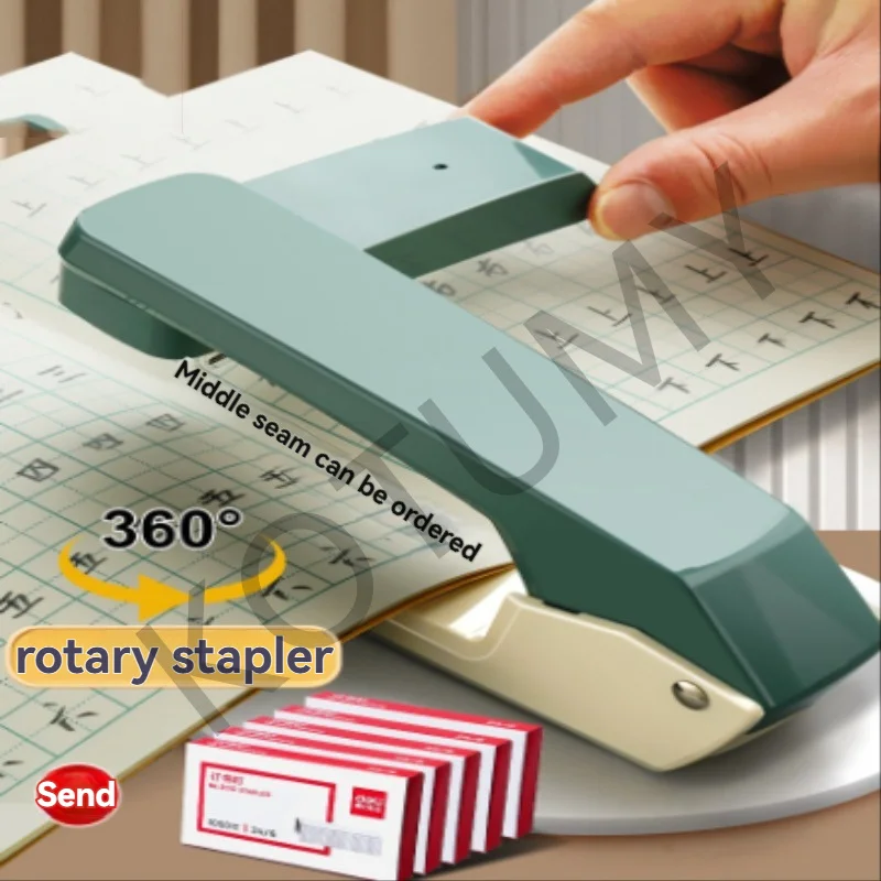 360 Degree Rotary Stapler Multifunctional Heavy Duty Stapler Thickened Effortless Long Stapler Office Binding Tools