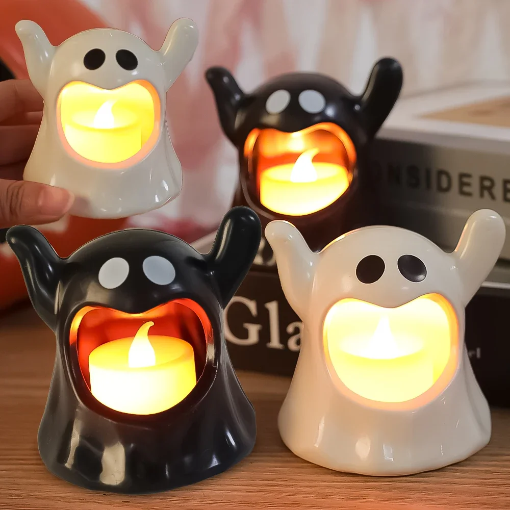 Halloween Decoração Night Lights, Cute Cartoon Ghost Ornaments, Candeeiros de mesa de PVC, Holiday Party, Atmosfera Nightlights, Presentes infantis