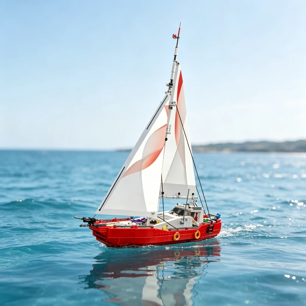MOULD KING 10190 767Pcs Modern Transformable Sailboat Building Blocks Model, Creative DIY Ship Bricks Toy for Adults & Teens Col