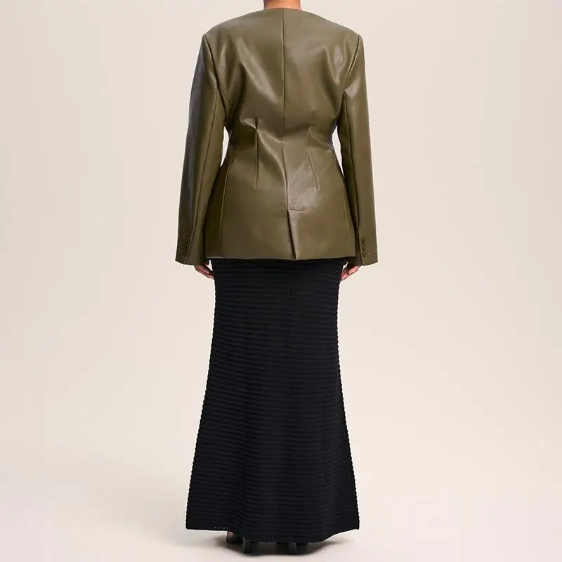 een Abito slim fit Jaet Cappotto in pelle Faion V-Ne da donna Autunno Inverno Sli Capispalla Briti Sle Long Sve