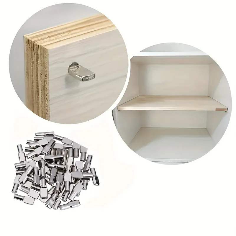 50pcsShelf Support Pegs, Spoon-Shaped, Easy-Install for Bookcases & Cabinets, Sturdy Furniture Shelf Stabilizers