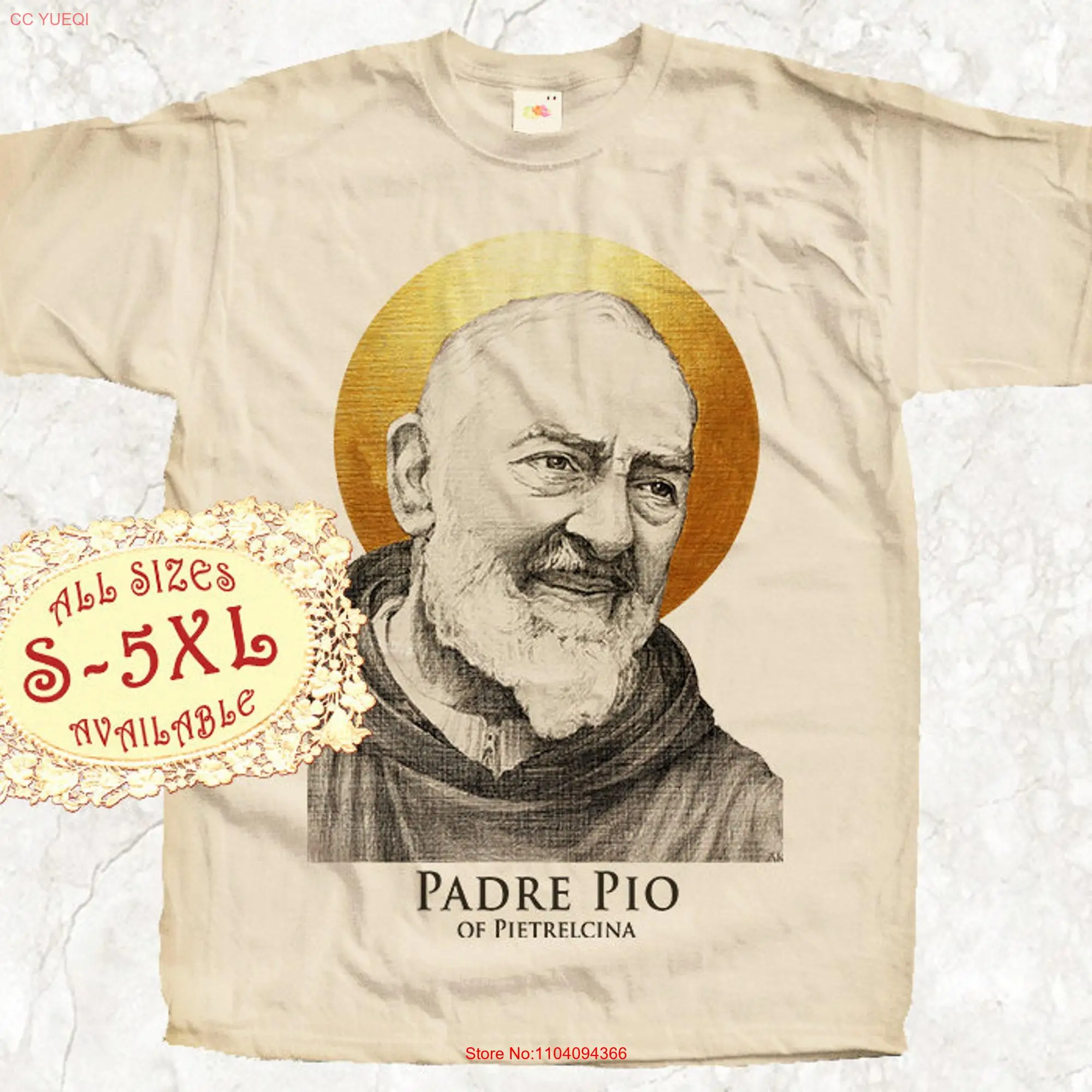 Padre Pio Catolic T SHIRT All sizes S 5XL Religious Christian Catholic TEE Natural long or short sleeves