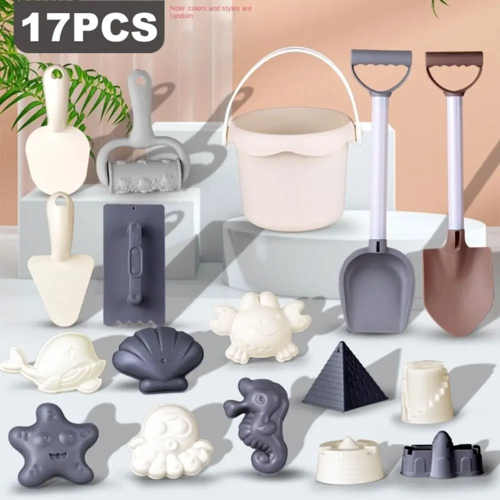 1 Set Shovel Water Game Portable Beach Sand Play Lightweight ABS Beach Bucket Morandi Color Funny Beach Play Summer