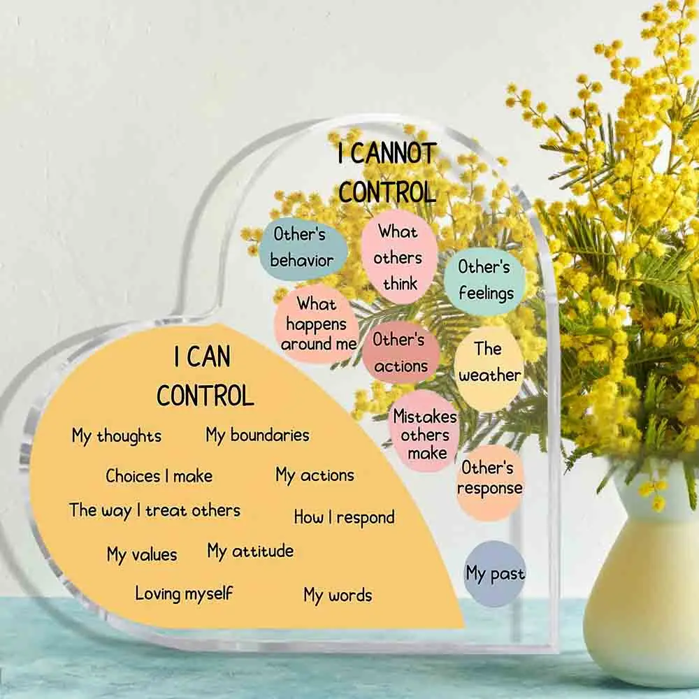 Things I Can Control Health Decor, Acrylic Heart Gifts Mindfulness Decor for Therapy Office, School Counselor Sign Office Art