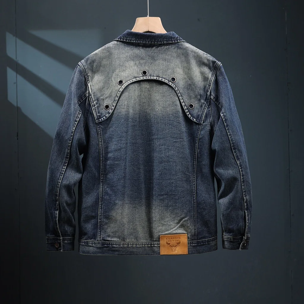 Spring And Autumn Retro Denim Jacket Men's Washed Denim Casual Outerwear