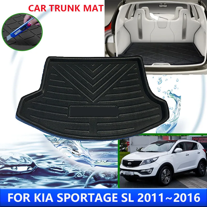 

Защитные накладки для заднего багажника автомобиля Kia Sportage SL 2011 ~ 2016 2012 2013 2015, автомобильная Водонепроницаемая подкладка, противообрастающие коврики, аксессуары