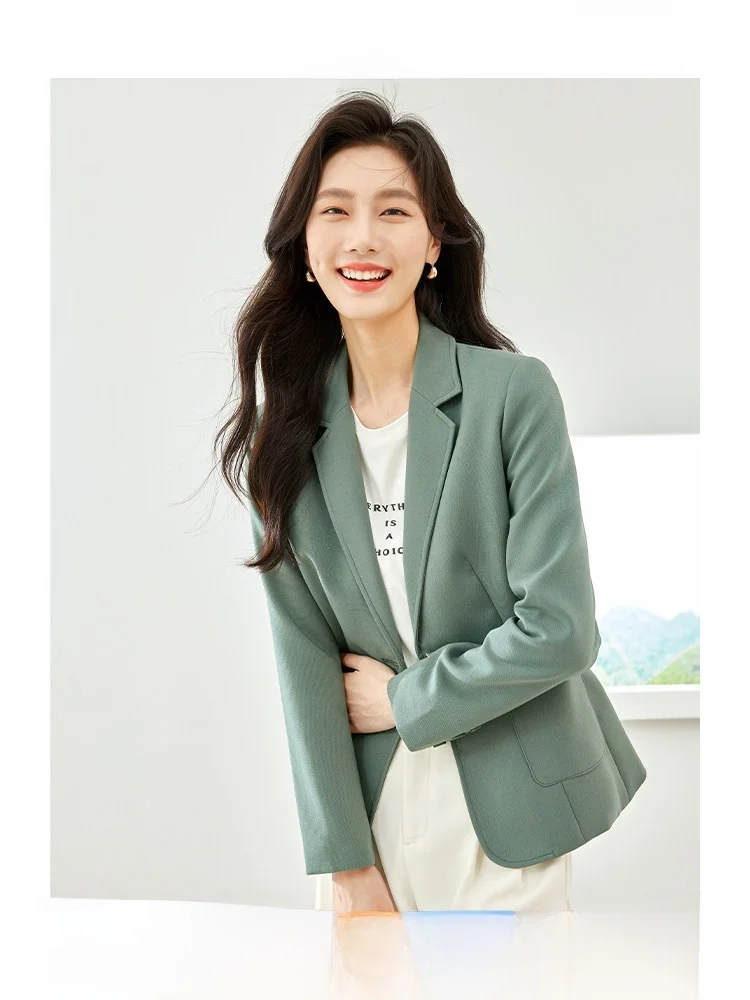 

ort Casual Women's Jaet 2025 Spring Autumn New Sle Ele Slimming Polyester Fiber Commute Wind One Button