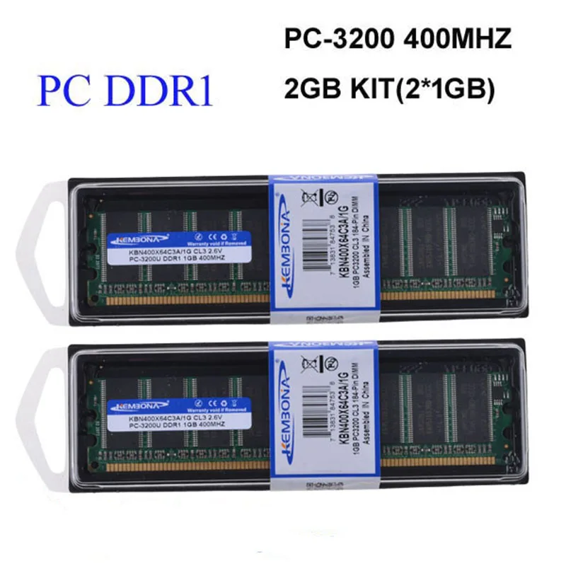 KEMBONA best price Desktop ddr1 400Mhz 2GB(kit of 2x1gb ddr1)PC-3200 KBA400X64C3A/1G ram low density for All Motherboard Desktop